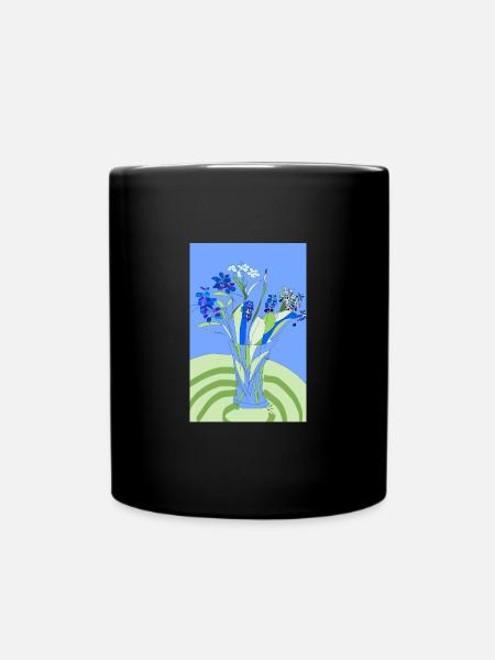 Frühlingsblumen - Tasse einfarbig - Schwarz