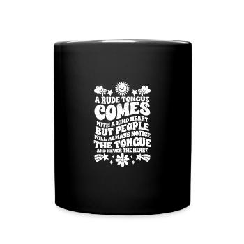 Vintage Rude Tongue And A Kind Heart For - Full Colour Mug - black - Front
