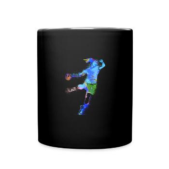 Handball, handballerin, Beachhandball,Graffiti - Tasse einfarbig - Schwarz - Vorne