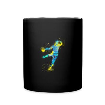 Handball, handballer, Beachhandball,Graffiti, illu - Tasse einfarbig - Schwarz - Vorne
