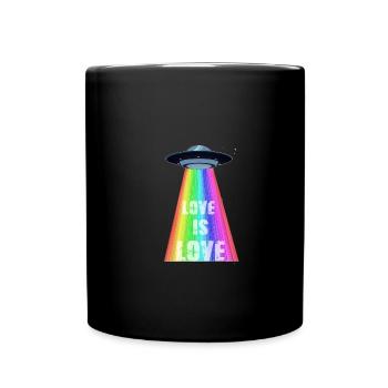ufo,weltall,LGBT,Regenbogen,All - Tasse einfarbig - Schwarz - Vorne