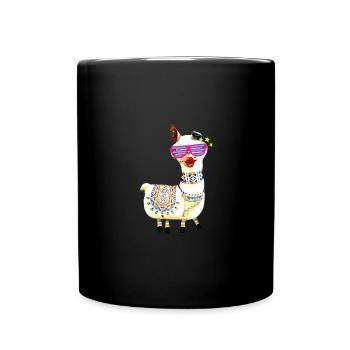 llama, alpaca, illustration, comic, sunglasses - Full Colour Mug - black - Front