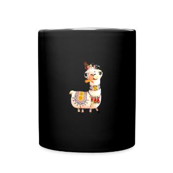 llama,alpaca, illustration, comic,veggie, carrot - Full Colour Mug - black - Front