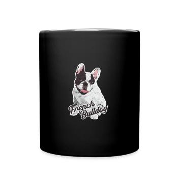 FRENCH BULLDOGGEN LIEBE HUNDEN BULLDOGGE SÜß MOTIV - Tasse einfarbig - Schwarz - Vorne