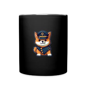 Le chien japonais Shiba Inu en tant que policier - Mug uni - noir - Devant