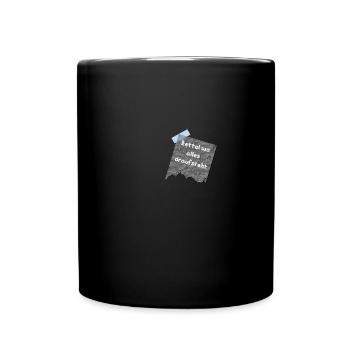 zettel weiss - Tasse einfarbig - Schwarz - Vorne