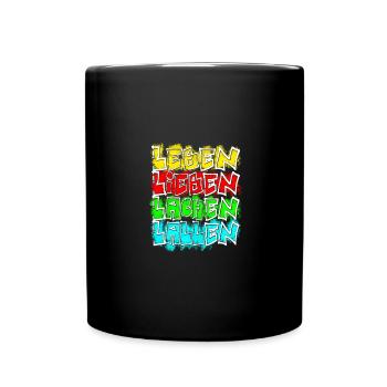 leben lieben etc weiss - Tasse einfarbig - Schwarz - Vorne