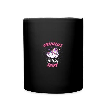 Schlafendes Tier Offizielles Schlaf Shirt Einhorn - Tasse einfarbig - Schwarz - Vorne