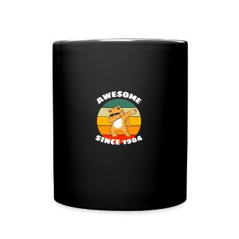 Fantastique depuis 1984 Retro Dab Cat Anniversaire - Mug uni - noir - Devant