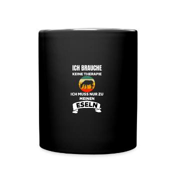 Ich brauche keine Therapie Lustiges Retro Esel - Tasse einfarbig - Schwarz - Vorne