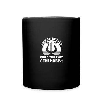 Play harp vintage harp player gift - Full Colour Mug - black - Front