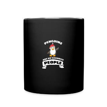 Weihnachten Zoo Tier Weihnachtsmann Pinguin - Tasse einfarbig - Schwarz - Vorne