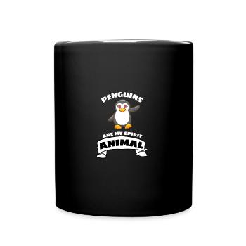 Lustiges Pinguin - Tasse einfarbig - Schwarz - Vorne