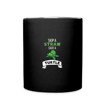 Ozean Tier Geschenk Rette eine Schildkröte - Tasse einfarbig - Schwarz - Vorne