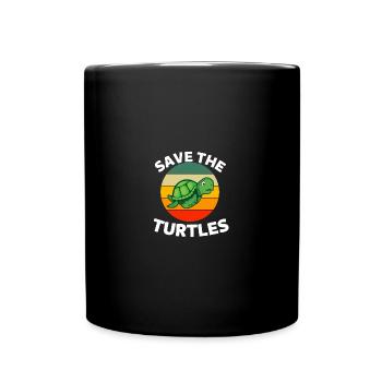 Militant des droits des animaux Ocean Animal Gift Retro Turtle - Mug uni - noir - Devant
