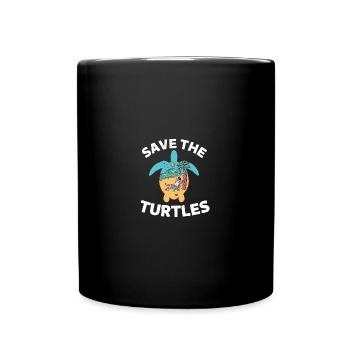 Sommerurlaub Strand Tier Rette die Schildkröten - Tasse einfarbig - Schwarz - Vorne