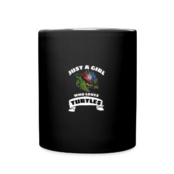 Only a girl who loves turtles turtle - Full Colour Mug - black - Front