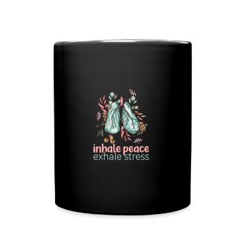 Yoga Zen Motivation Inhale Peace Inspiration - Full Colour Mug - black - Front