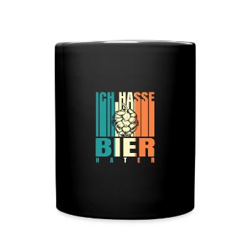 Ich hasse Bier Hater - Tasse einfarbig - Schwarz - Vorne