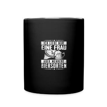 Ich liebe nur eine Frau aber mehrere Biersorten - Tasse einfarbig - Schwarz - Vorne