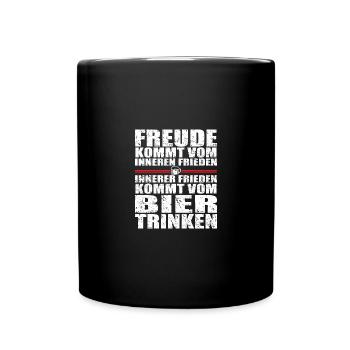 Innerer Frieden kommt von Bier trinken - Tasse einfarbig - Schwarz - Vorne