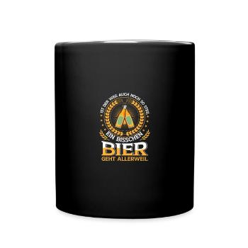 Ist der Weg noch so steil ein Bier geht allerweil - Tasse einfarbig - Schwarz - Vorne