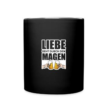 Liebe geht durch den magen - Tasse einfarbig - Schwarz - Vorne