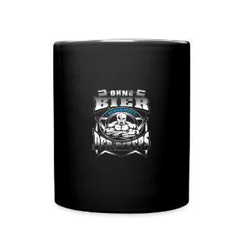 Ohne Bier schrumpft der Bizeps - Tasse einfarbig - Schwarz - Vorne