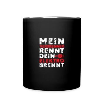 Mein Verbrenner rennt Dein elektro brennt - Tasse einfarbig - Schwarz - Vorne