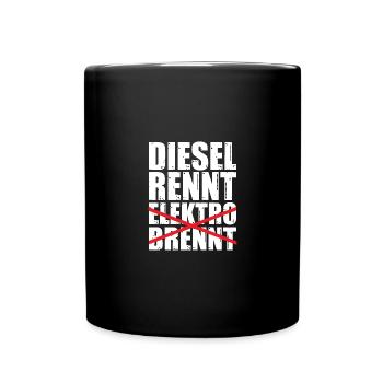Diesel rennt Elektro brennt - Tasse einfarbig - Schwarz - Vorne
