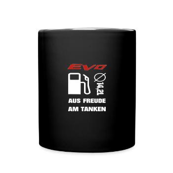 EVO aus Freude am Tanken - Tasse einfarbig - Schwarz - Vorne