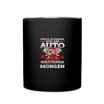 Heute schraube ich am Auto - Tasse einfarbig - Schwarz - Vorne