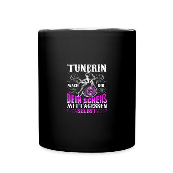 Weibliche Tunerin mach dir dein Mittagessen selbst - Tasse einfarbig - Schwarz - Vorne