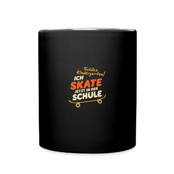 Kita Absolvent Schulkind Skate Motiv Einschulung G - Tasse einfarbig - Schwarz - Vorne