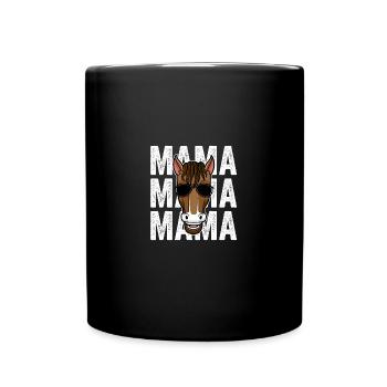 Reiten Mama Mutter Pferd - Tasse einfarbig - Schwarz - Vorne