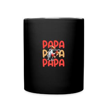 Hühner Papa Vater Hahn Perlhuhn - Tasse einfarbig - Schwarz - Vorne