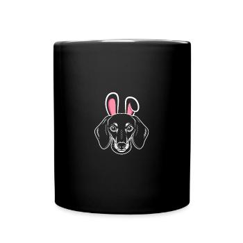 Chien lapin teckel - Mug uni - noir - Devant