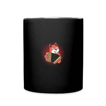 Akkordeonspieler Hund Akkordeon - Tasse einfarbig - Schwarz - Vorne