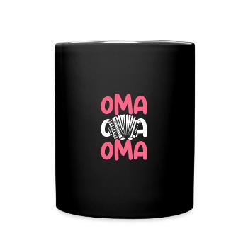 Akkordeonspieler Oma Akkordeon - Tasse einfarbig - Schwarz - Vorne