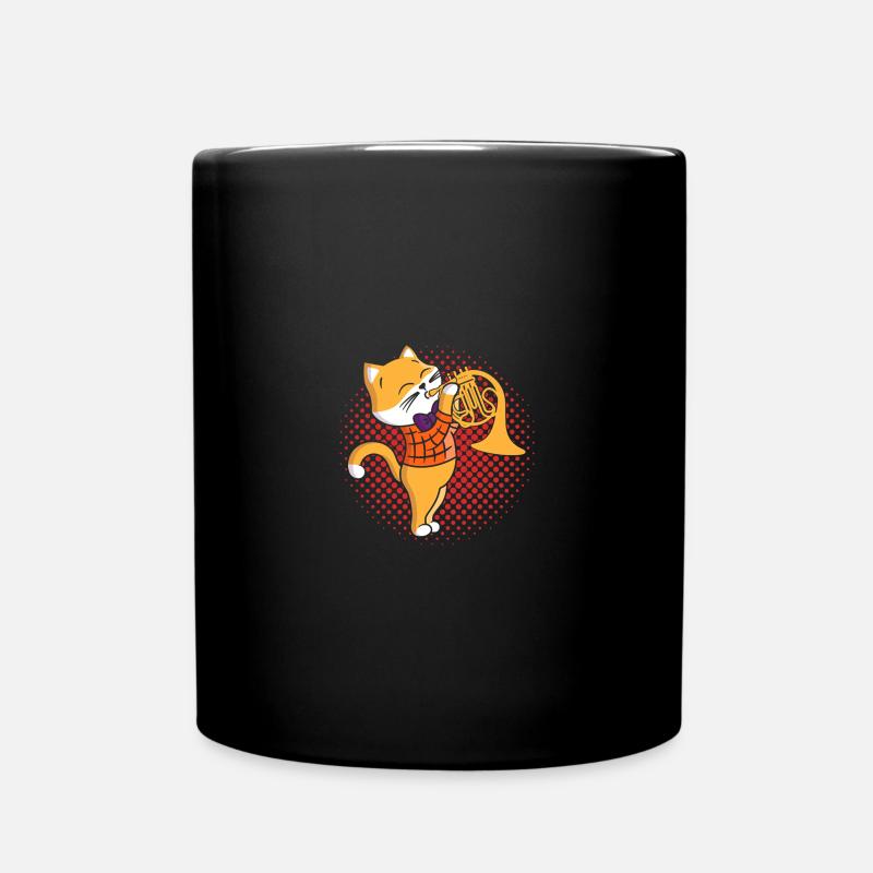 Hornist Cat Cat Cor français - Mug uni - noir