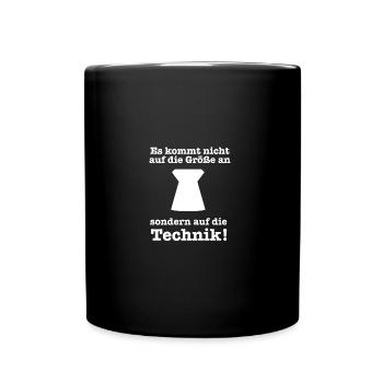 Auf die Technik kommt es an, nicht auf die Größe - Tasse einfarbig - Schwarz - Vorne