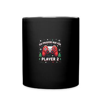 Gamer Gaming Zocken Weihnachten Zocker Player 2 - Tasse einfarbig - Schwarz - Vorne