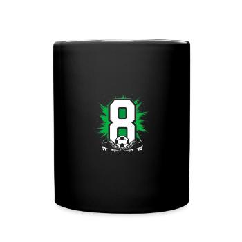 8. Geburtstag - Fußballspieler Kind - Tasse einfarbig - Schwarz - Vorne