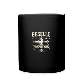 Azubi Erfolg - Geselle 2025 Design - Tasse einfarbig - Schwarz - Vorne