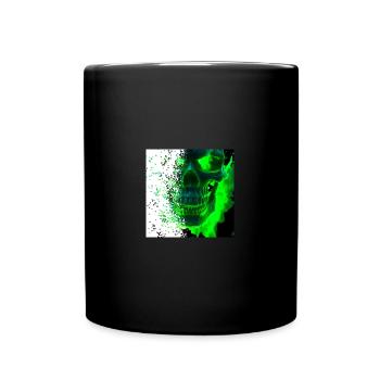 Grünes Kryptowelt Schädel Design - Tasse einfarbig - Schwarz - Vorne