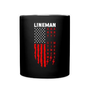 Drôle d’électricien haute tension disant électricité - Mug uni - noir - Devant