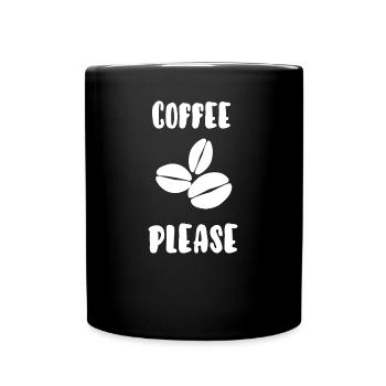 Kaffee bitte - Tasse einfarbig - Schwarz - Vorne
