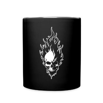 Skull Fire Metal Music Halloween Tattoo - Full Colour Mug - black - Front