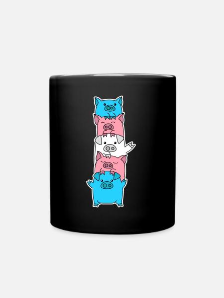 Trans Flagge Schwein Design für Trans Menschen - Tasse einfarbig - Schwarz