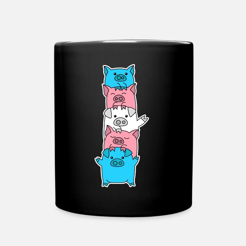 Trans Flagge Schwein Design für Trans Menschen - Tasse einfarbig - Schwarz